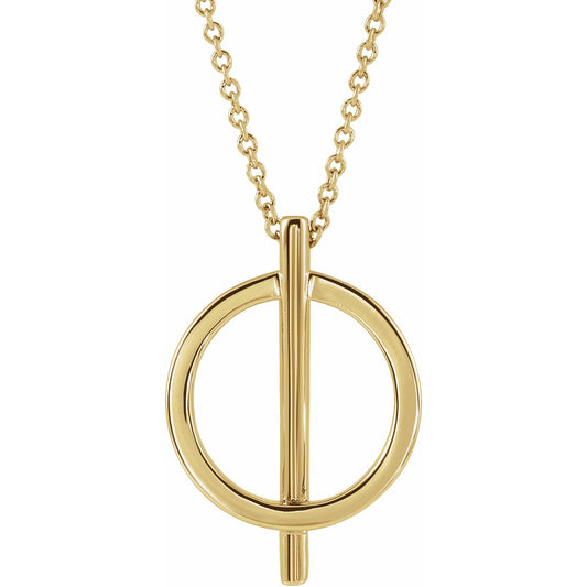 14K Yellow Negative Space Circle 16-18 Necklace