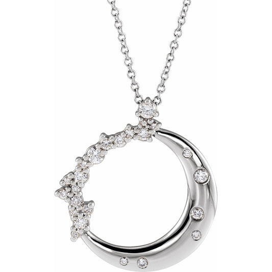 14K White 1/4 CTW Diamond Crescent Moon 16-18 Necklace