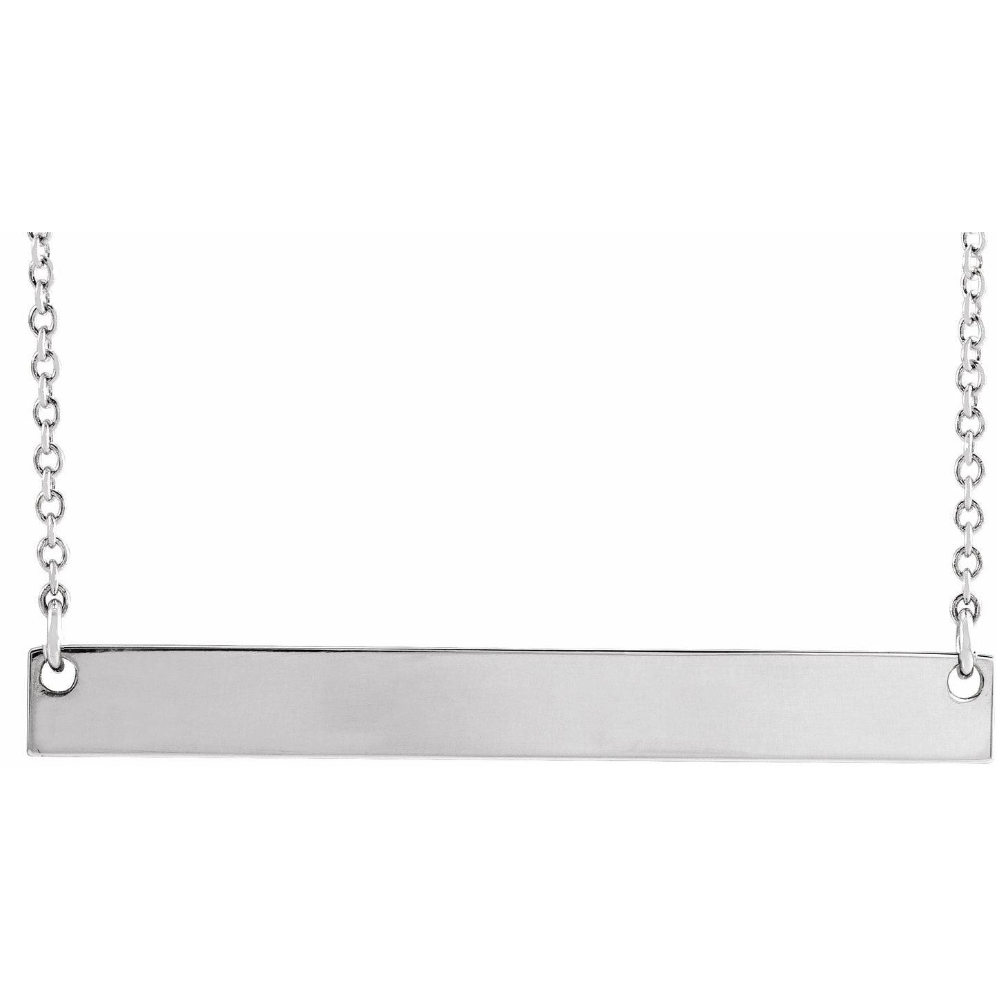 14K White 34x4 mm Bar 18 Necklace