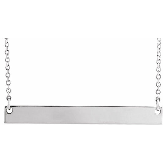 14K White 34x4 mm Bar 18 Necklace
