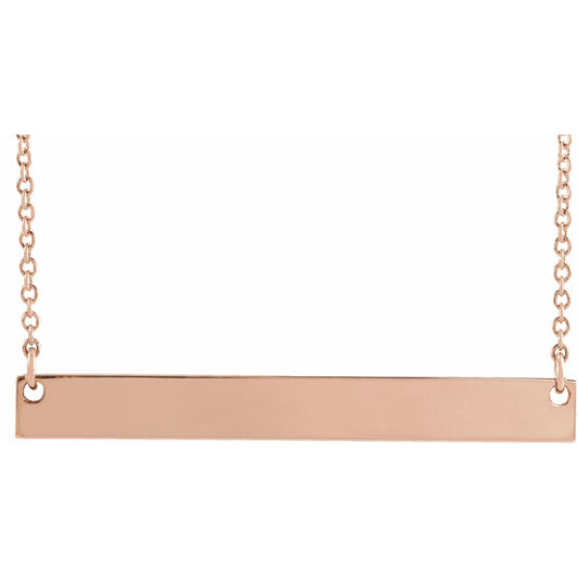 14K Rose 34x4 mm Bar 18 Necklace