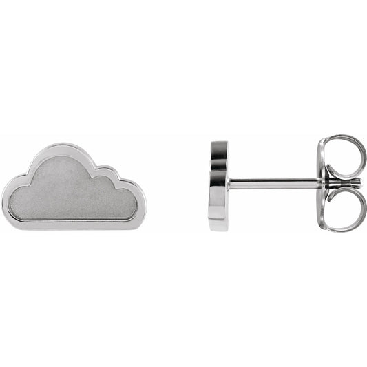 14K White Tiny Cloud Earrings
