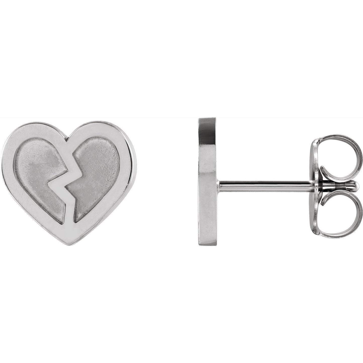 14K White Tiny Heart Earrings