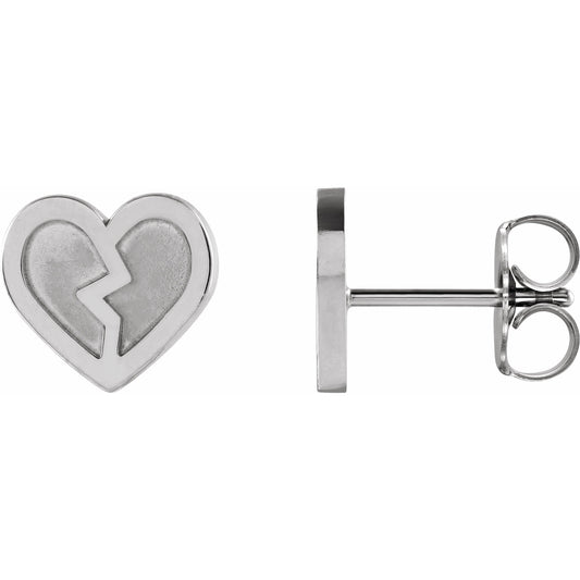 14K White Tiny Heart Earrings