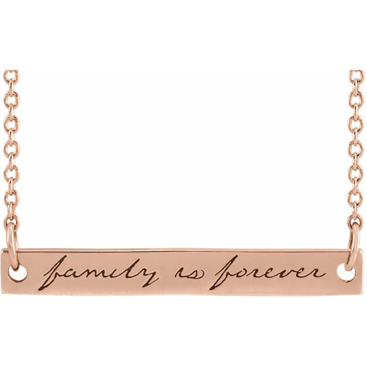14K Rose Family is Forever Bar 18 Necklace