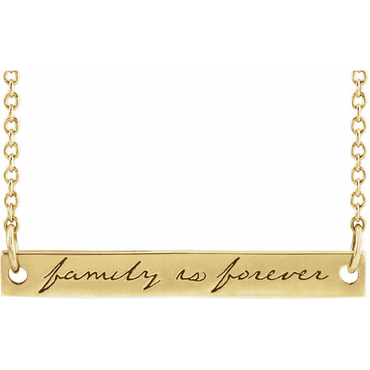 14K Yellow Family is Forever Bar 18 Necklace
