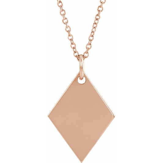 14K Rose Engravable Diamond-Shaped 16-18 Necklace