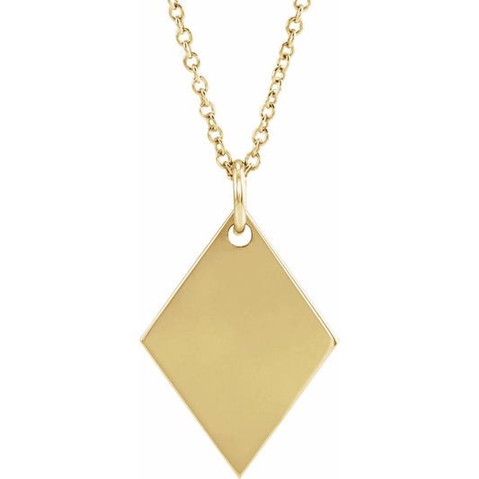 14K Yellow Engravable Diamond-Shaped 16-18 Necklace