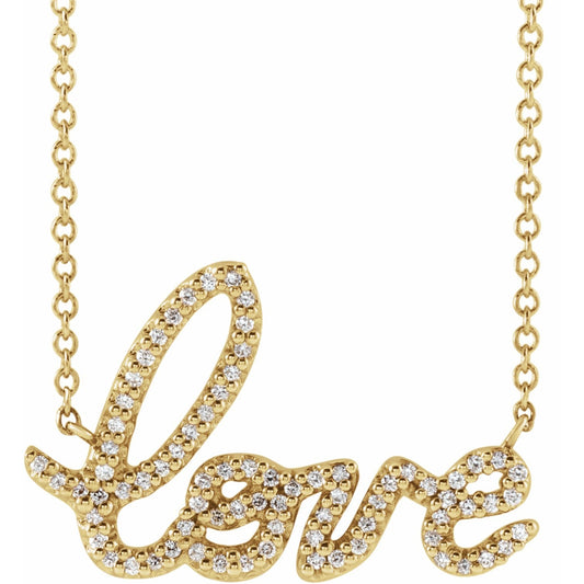 14K Yellow 1/6 CTW Diamond Love 18 Necklace