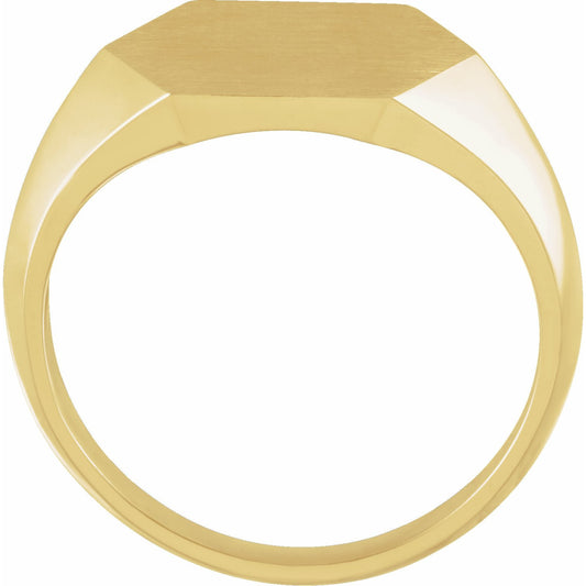 14K Yellow 14 mm Hexagon Signet Ring