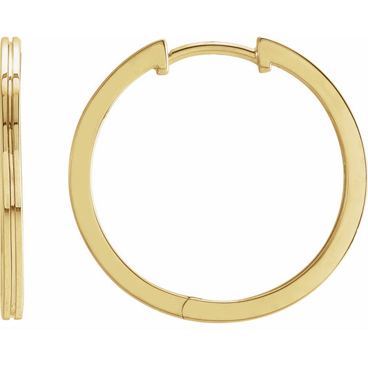 14K Yellow 20 mm  Grooved Hoop Earrings