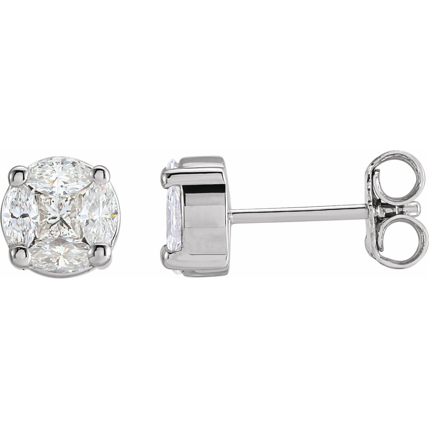 14K White 3/4 CTW Diamond Cluster Earrings