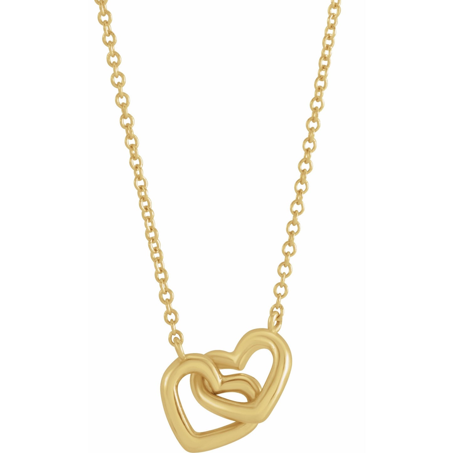 14K Yellow Interlocking Heart 18 Necklace