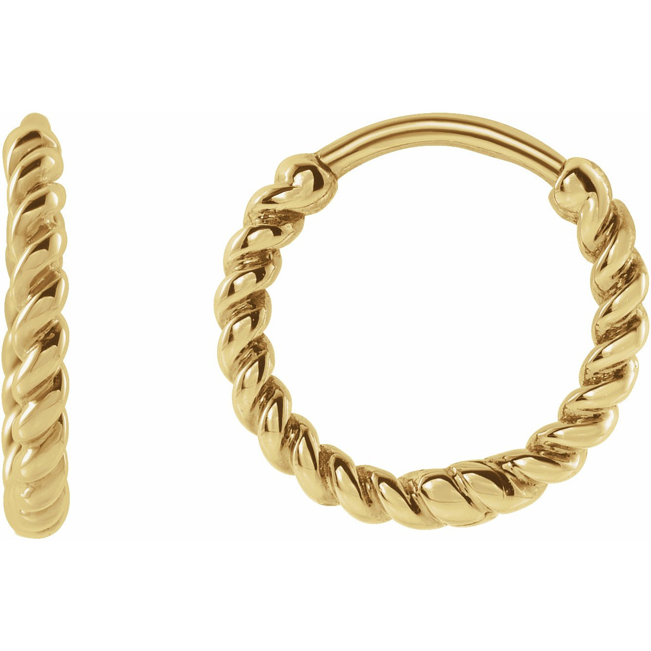 14K Yellow 11 mm Twisted Rope Huggies