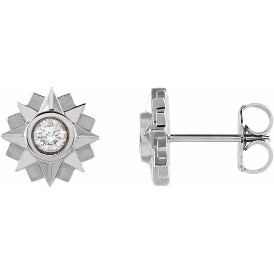 14K White 1/3 CTW Diamond Sun Earrings