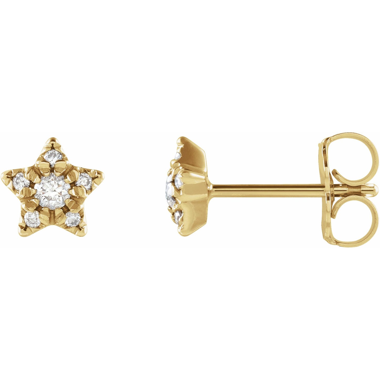 14K Yellow 1/10 CTW Diamond Star Earrings