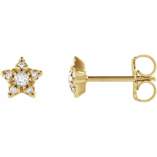 14K Yellow 1/10 CTW Diamond Star Earrings