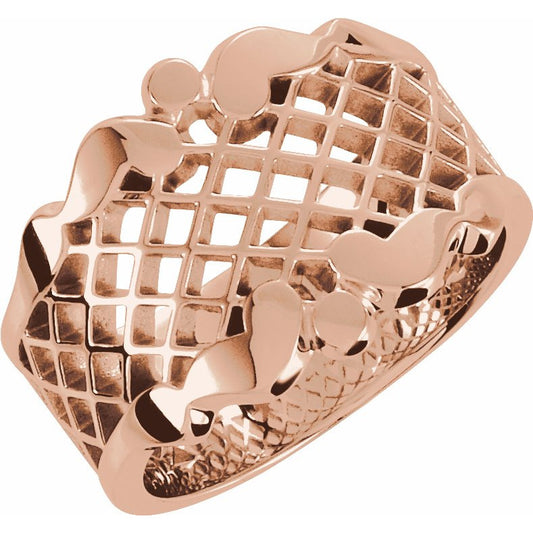 14K Rose 14.5 mm Latticework Band