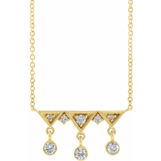 14K Yellow 1/5 CTW Diamond Fringe Bar 18 Necklace