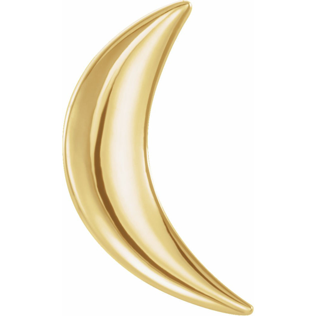 14K Yellow Crescent Moon Single Earring