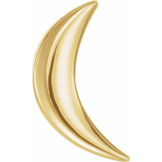 14K Yellow Crescent Moon Single Earring