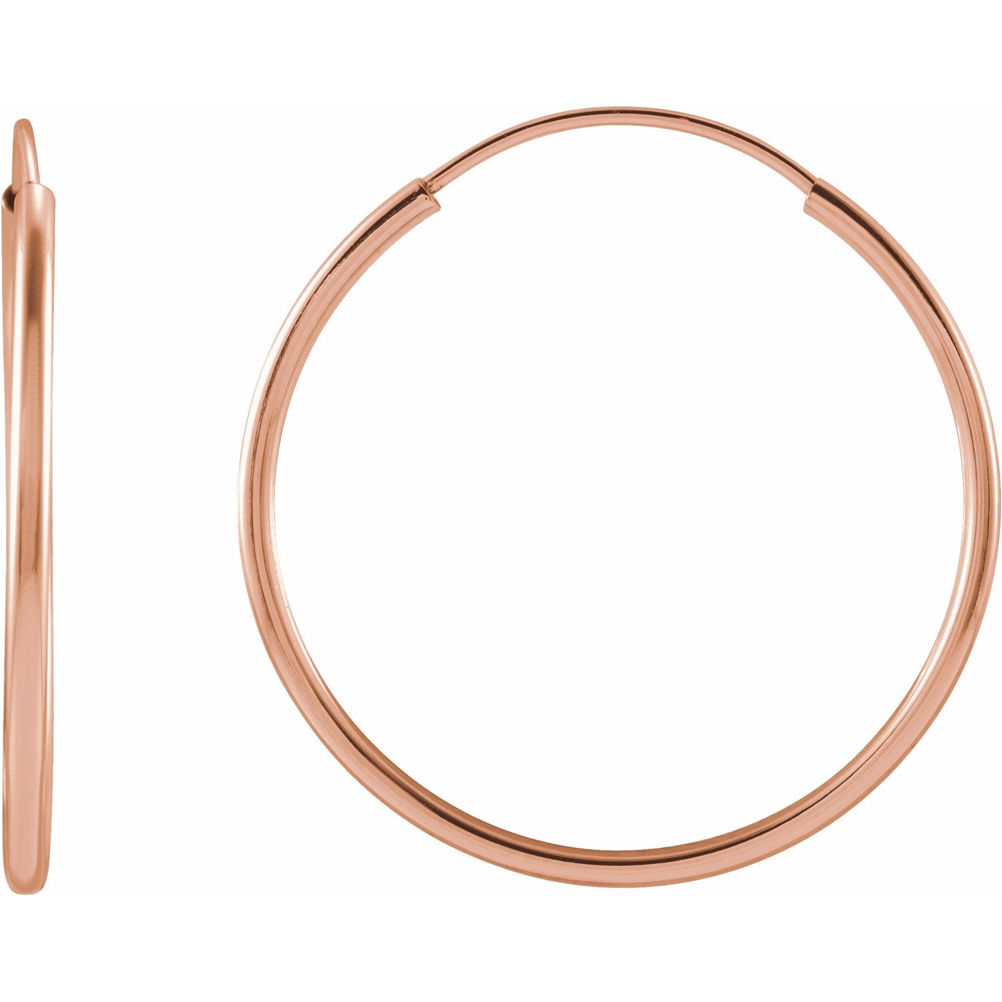 14K Rose 20 mm Flexible Endless Hoop Earrings