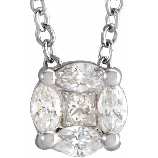 14K White 1/6 CTW Diamond Cluster 16-18 Necklace