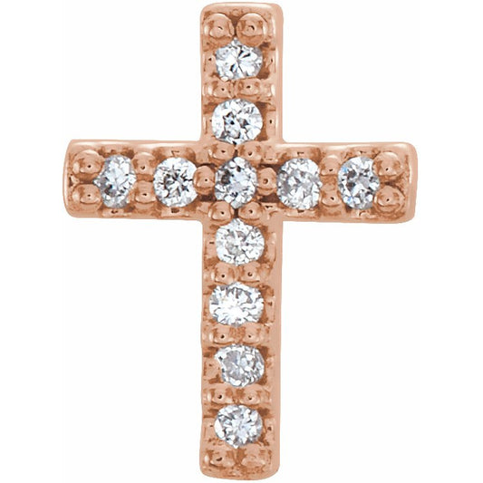 14K Rose 1/10 CTW Diamond Cross Earrings