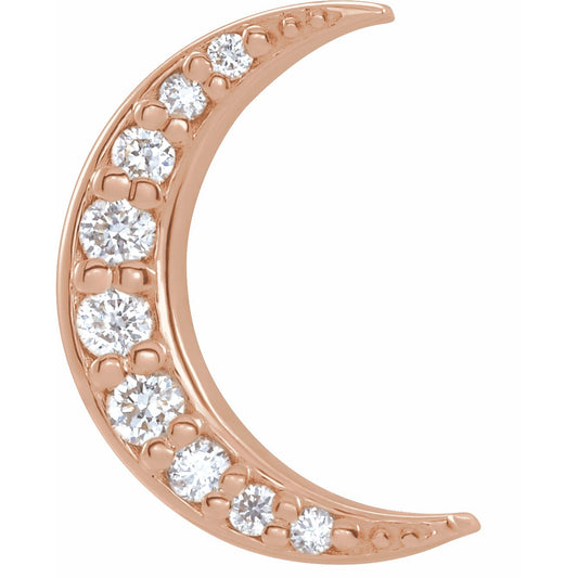 14K Rose .04 CTW Diamond Crescent Moon Single Earring