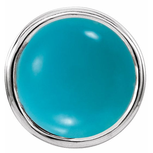 14K White Turquoise Bezel-Set Single Earring