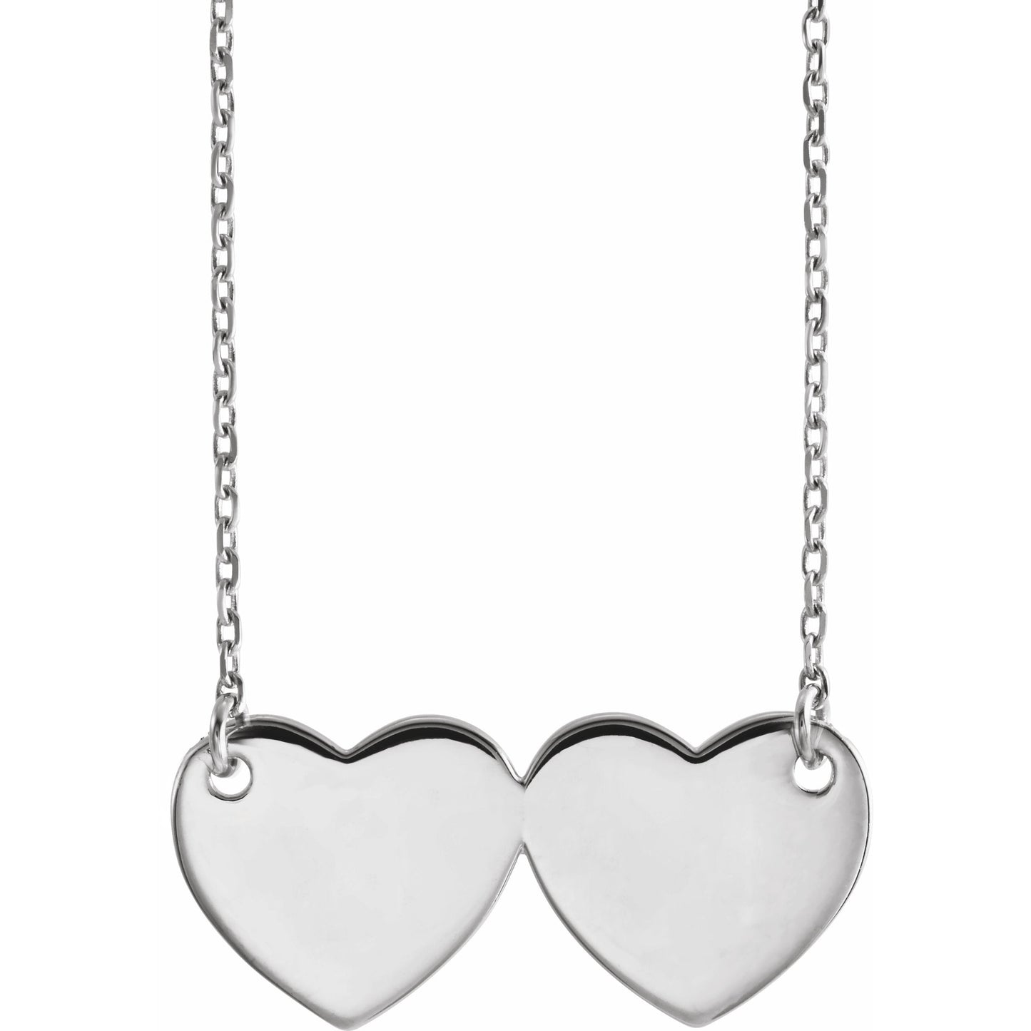 14K White Double Heart 17 Necklace