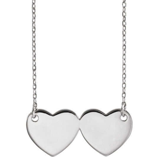 14K White Double Heart 17 Necklace