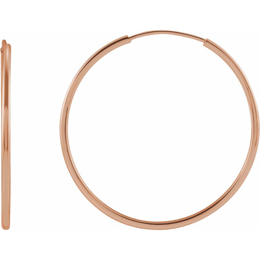 14K Rose 25 mm Flexible Endless Hoop Earrings