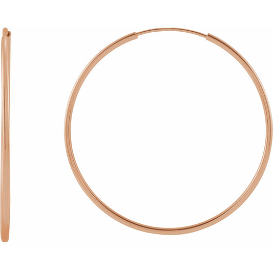 14K Rose 30 mm Flexible Endless Hoop Earrings