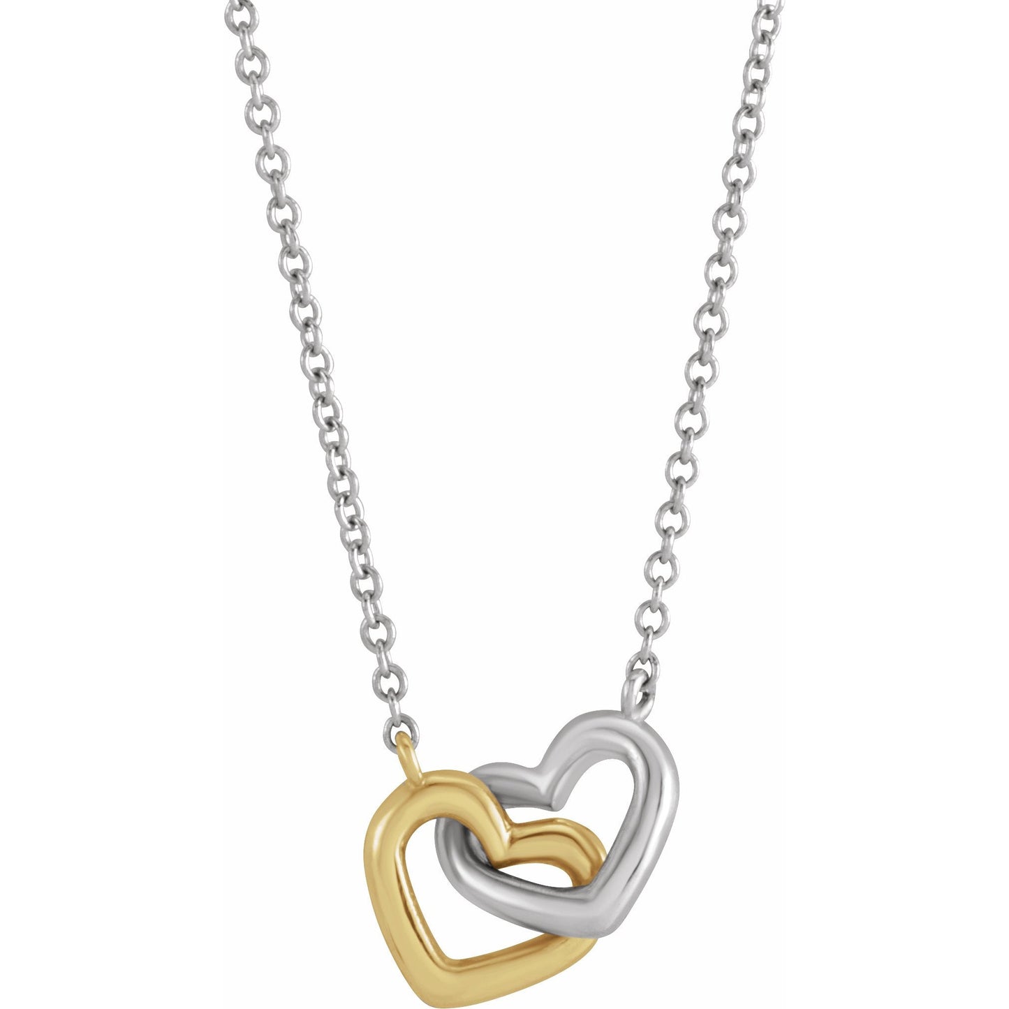 14K Yellow/White Interlocking Heart 18 Necklace