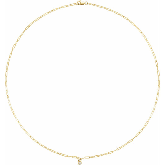 14K Yellow 1/10 CT Diamond Micro Bezel-Set 18 Necklace
