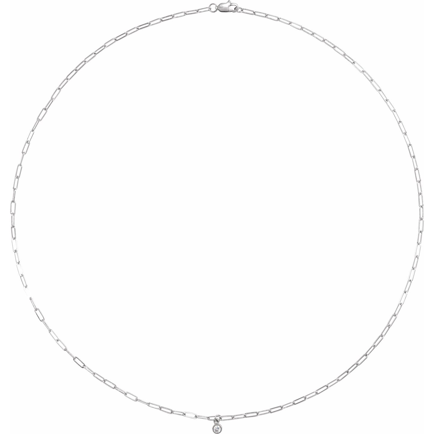 14K White 1/10 CT Diamond Micro Bezel-Set 18 Necklace