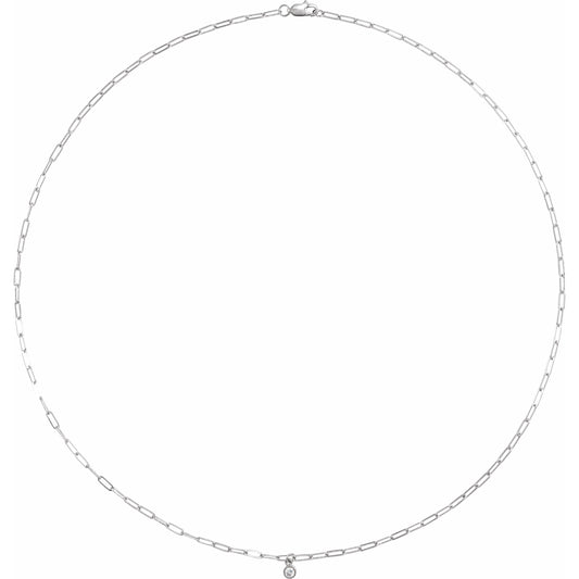 14K White 1/10 CT Diamond Micro Bezel-Set 18 Necklace