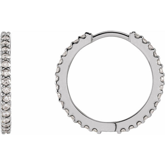 14K White 5/8 CTW Diamond 18 mm Huggies