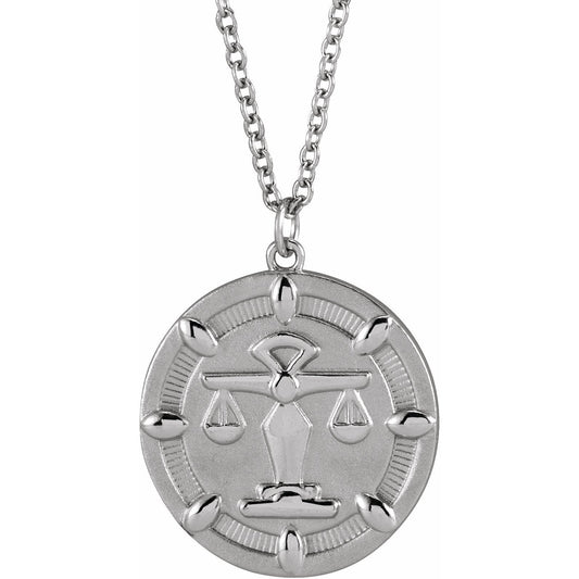 14K White Scales of Justice 16-18 Necklace