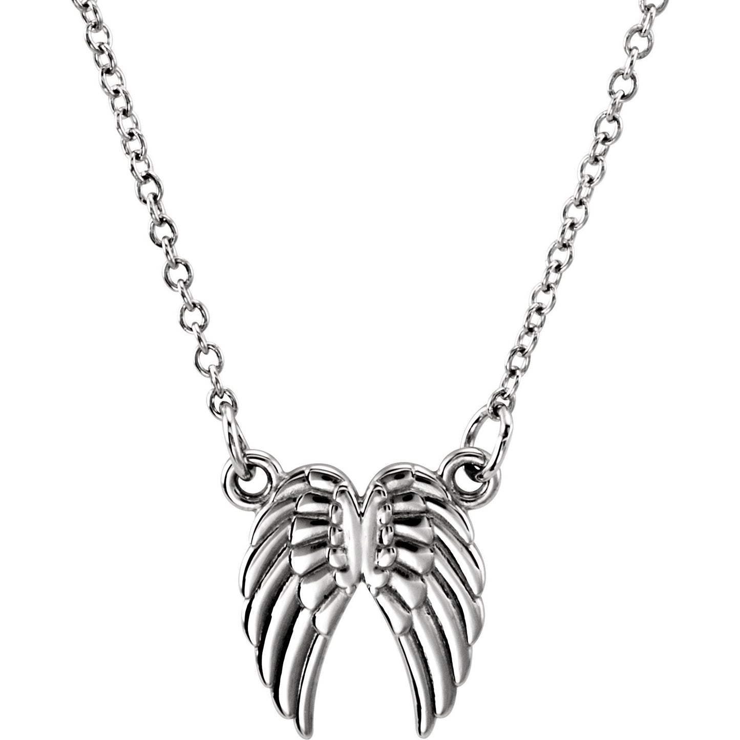 14K White Tiny Poshu00ae Angel Wings 16-18 Necklace