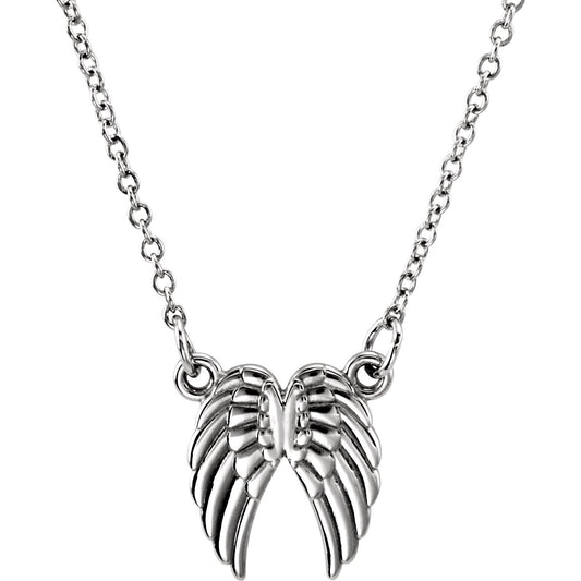 14K White Tiny Poshu00ae Angel Wings 16-18 Necklace