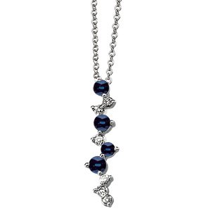 14K White Blue Sapphire & 1/10 CTW Diamond 18 Necklace