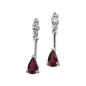 14K White .05 CTW Diamond & Ruby Earrings