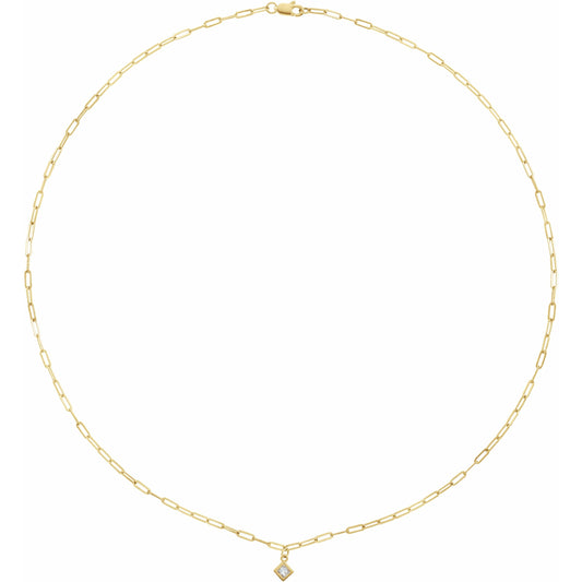 14K Yellow 1/6 CT Diamond Micro Bezel-Set 18 Necklace