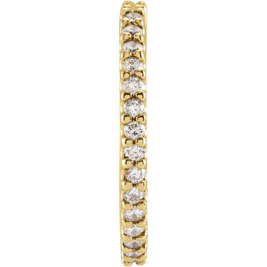 14K Yellow 1/4 CTW Diamond Single 18 mm Huggie Earring