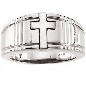 14K White 3.5 mm Cross Band Size 10