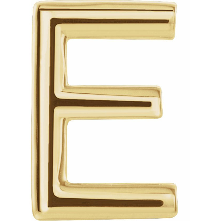 14K Yellow Single Initial E Earring