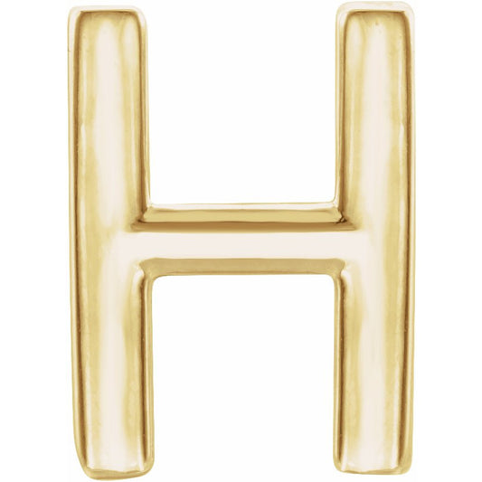 14K Yellow Single Initial H Earring