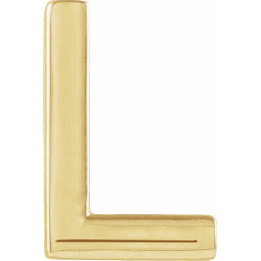 14K Yellow Single Initial L Earring